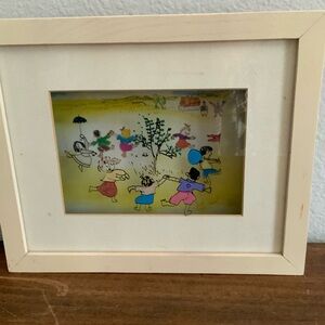 Jean Pierre Weill Children Dancing painting on GLASS Shadow Box #516
